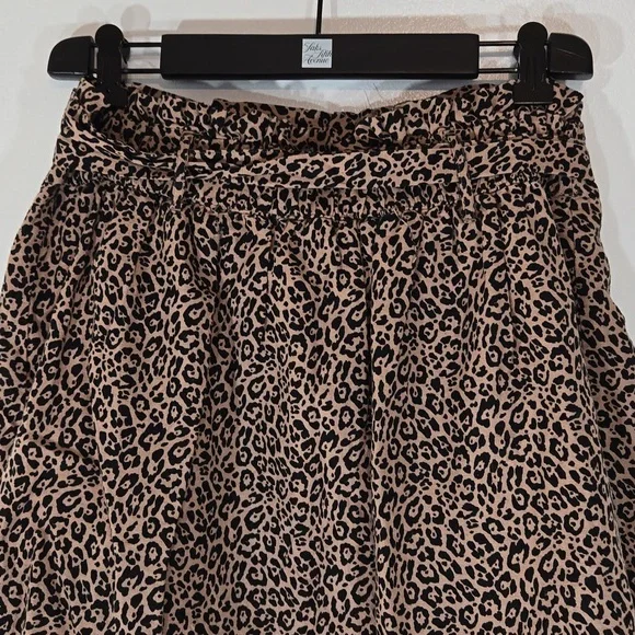 American Eagle Leopard Print Black & Brown Paper Bag Waist Mini Skirt Large - Picture 6 of 9